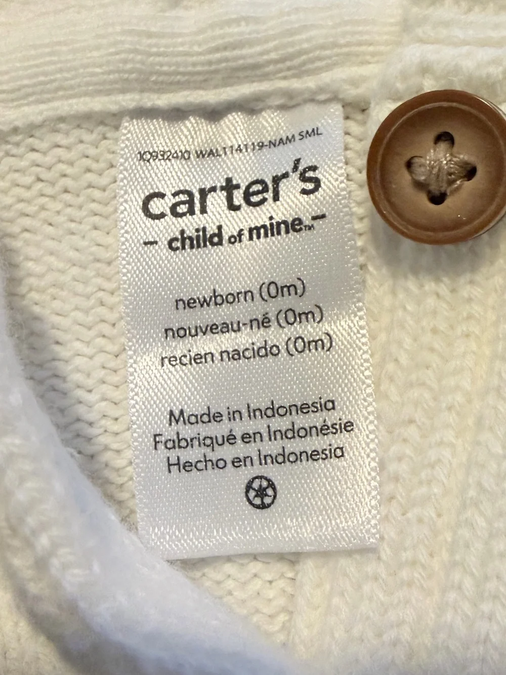 Carters Newbiorn Baby Hooded Cardigan w/ bear ears